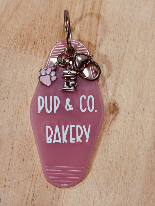 Pup & Co. Bakery Keychain with 'Treat Dealer'